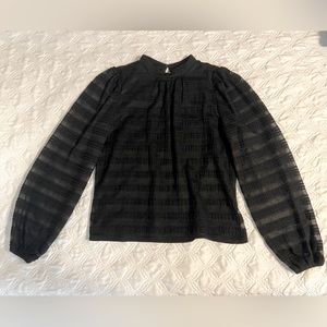 Loft Black Sheer Balloon Sleeve Top - XS